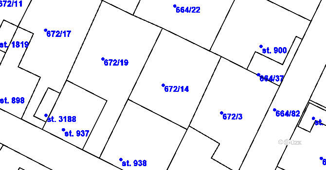 Parcela st. 672/14 v KÚ Bělá pod Bezdězem, Katastrální mapa