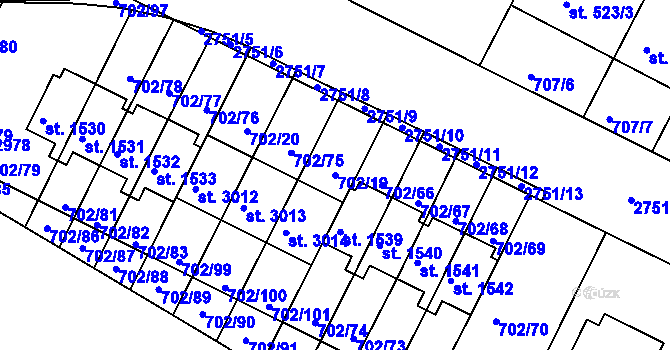 Parcela st. 702/19 v KÚ Bělá pod Bezdězem, Katastrální mapa