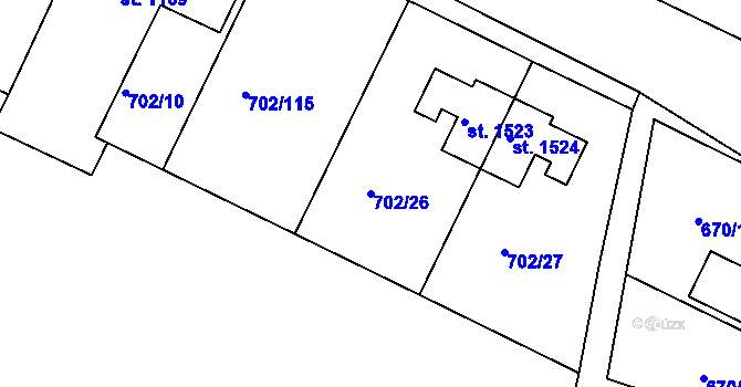 Parcela st. 702/26 v KÚ Bělá pod Bezdězem, Katastrální mapa