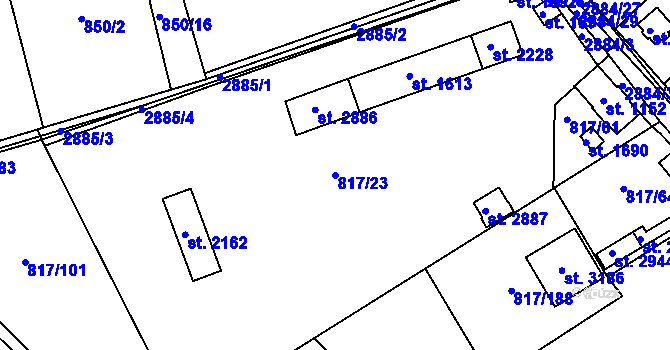 Parcela st. 817/23 v KÚ Bělá pod Bezdězem, Katastrální mapa