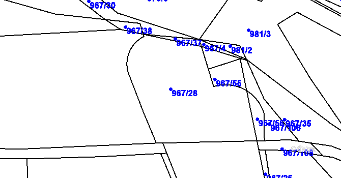 Parcela st. 967/28 v KÚ Bělá pod Bezdězem, Katastrální mapa