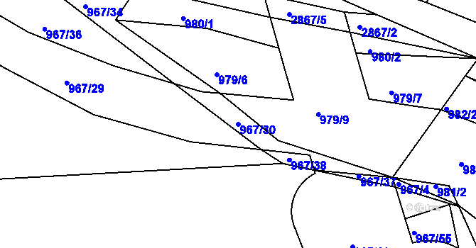 Parcela st. 967/30 v KÚ Bělá pod Bezdězem, Katastrální mapa