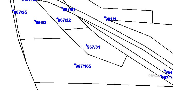 Parcela st. 967/31 v KÚ Bělá pod Bezdězem, Katastrální mapa