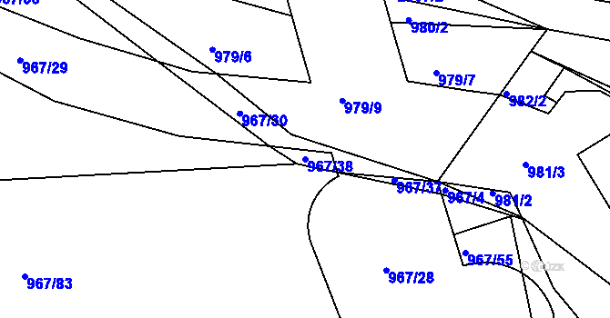 Parcela st. 967/38 v KÚ Bělá pod Bezdězem, Katastrální mapa