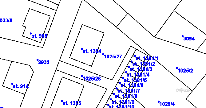 Parcela st. 1025/27 v KÚ Bělá pod Bezdězem, Katastrální mapa