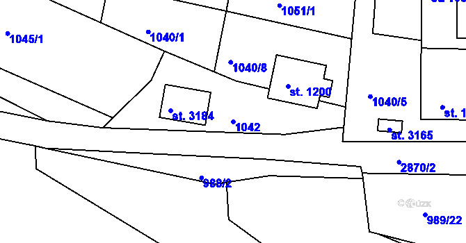 Parcela st. 1042 v KÚ Bělá pod Bezdězem, Katastrální mapa