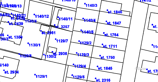 Parcela st. 1129/2 v KÚ Bělá pod Bezdězem, Katastrální mapa
