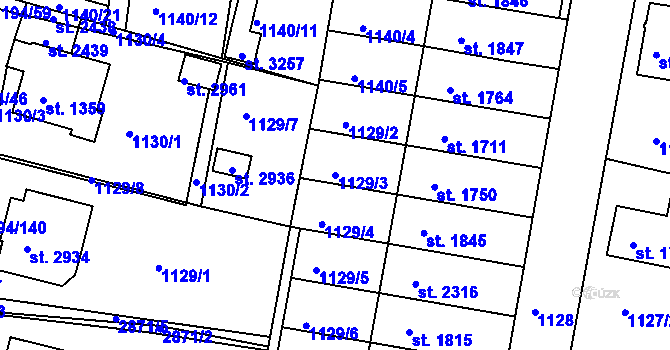 Parcela st. 1129/3 v KÚ Bělá pod Bezdězem, Katastrální mapa