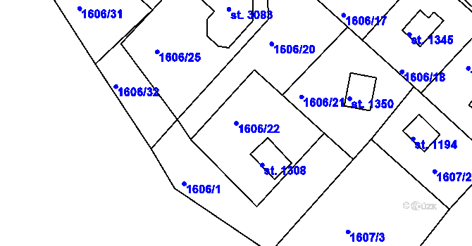 Parcela st. 1606/22 v KÚ Bělá pod Bezdězem, Katastrální mapa