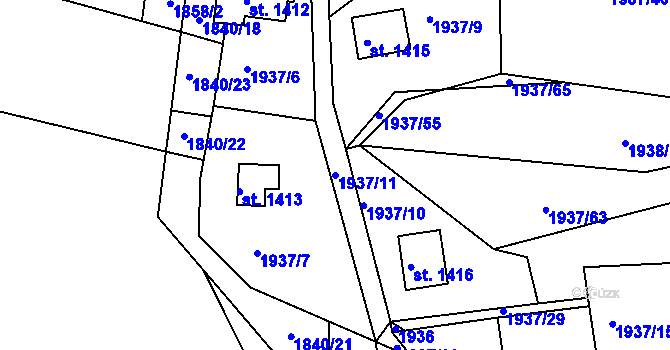 Parcela st. 1937/11 v KÚ Bělá pod Bezdězem, Katastrální mapa