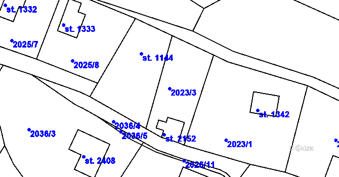 Parcela st. 2023/3 v KÚ Bělá pod Bezdězem, Katastrální mapa