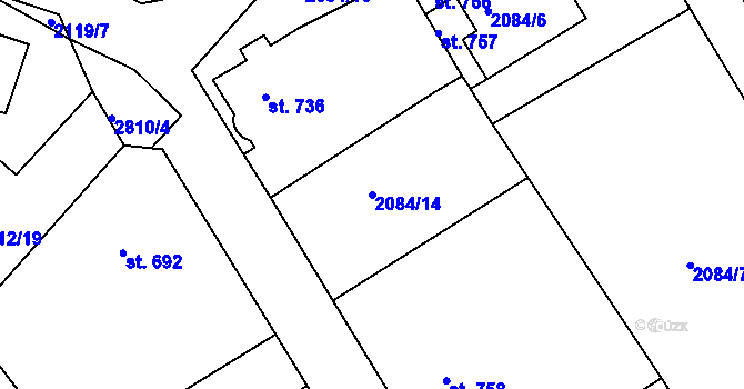 Parcela st. 2084/14 v KÚ Bělá pod Bezdězem, Katastrální mapa