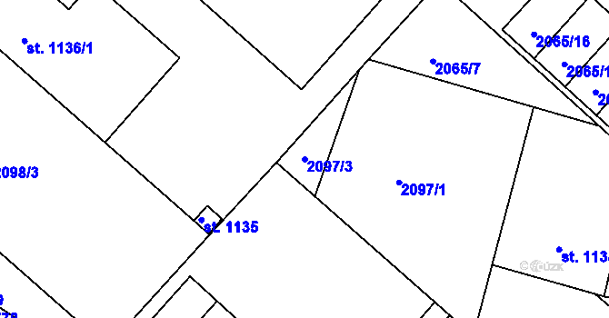 Parcela st. 2097/3 v KÚ Bělá pod Bezdězem, Katastrální mapa