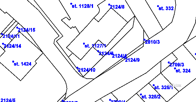 Parcela st. 2124/3 v KÚ Bělá pod Bezdězem, Katastrální mapa