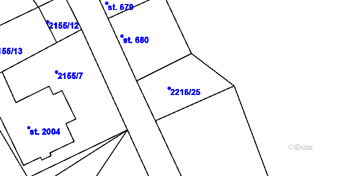 Parcela st. 2216/25 v KÚ Bělá pod Bezdězem, Katastrální mapa