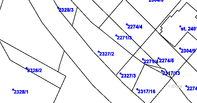 Parcela st. 2327/2 v KÚ Bělá pod Bezdězem, Katastrální mapa