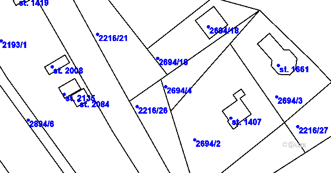 Parcela st. 2694/4 v KÚ Bělá pod Bezdězem, Katastrální mapa
