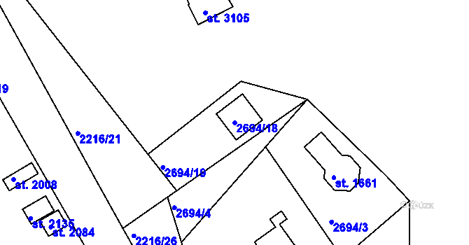 Parcela st. 2694/18 v KÚ Bělá pod Bezdězem, Katastrální mapa