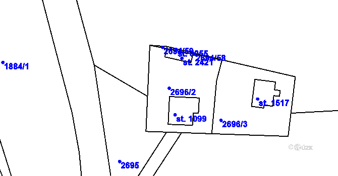 Parcela st. 2696/2 v KÚ Bělá pod Bezdězem, Katastrální mapa