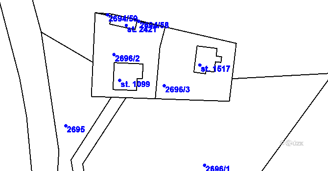 Parcela st. 2696/3 v KÚ Bělá pod Bezdězem, Katastrální mapa