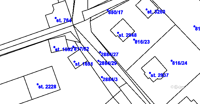 Parcela st. 2884/27 v KÚ Bělá pod Bezdězem, Katastrální mapa
