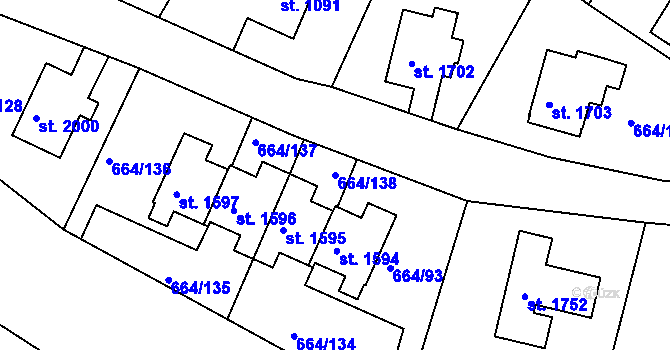 Parcela st. 664/138 v KÚ Bělá pod Bezdězem, Katastrální mapa