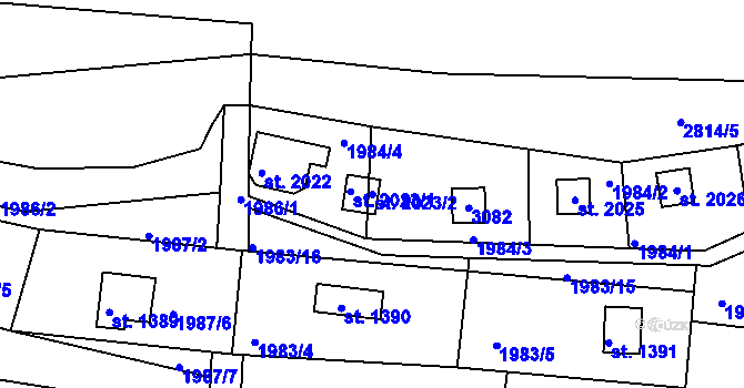 Parcela st. 2023/2 v KÚ Bělá pod Bezdězem, Katastrální mapa