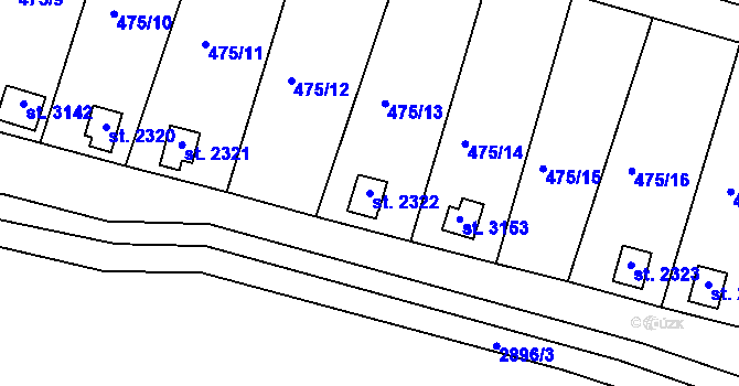 Parcela st. 2322 v KÚ Bělá pod Bezdězem, Katastrální mapa