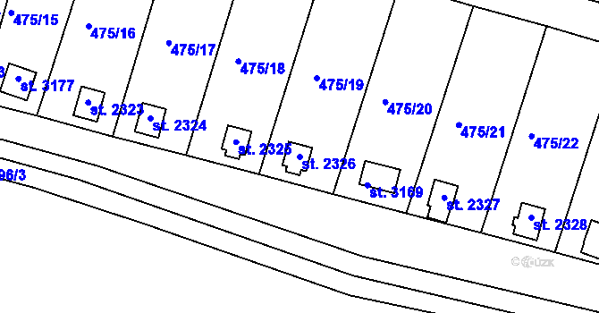 Parcela st. 2326 v KÚ Bělá pod Bezdězem, Katastrální mapa