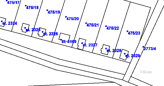 Parcela st. 2327 v KÚ Bělá pod Bezdězem, Katastrální mapa