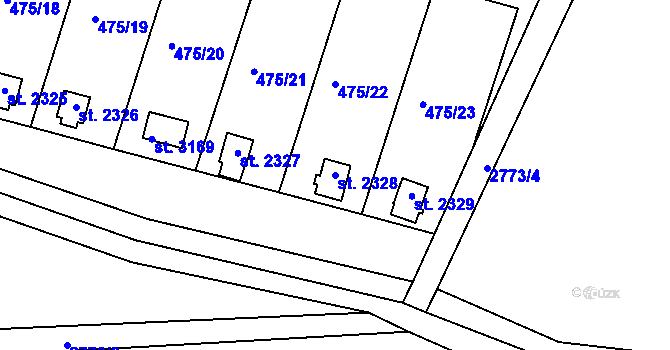 Parcela st. 2328 v KÚ Bělá pod Bezdězem, Katastrální mapa