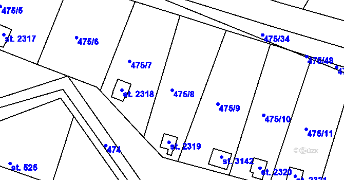 Parcela st. 475/8 v KÚ Bělá pod Bezdězem, Katastrální mapa