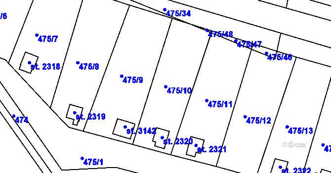 Parcela st. 475/10 v KÚ Bělá pod Bezdězem, Katastrální mapa