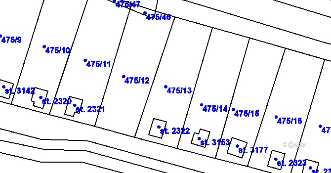 Parcela st. 475/13 v KÚ Bělá pod Bezdězem, Katastrální mapa