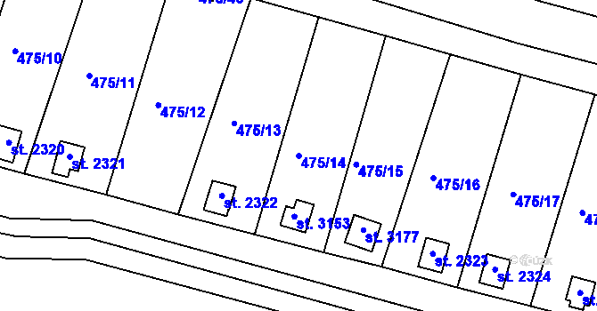 Parcela st. 475/14 v KÚ Bělá pod Bezdězem, Katastrální mapa
