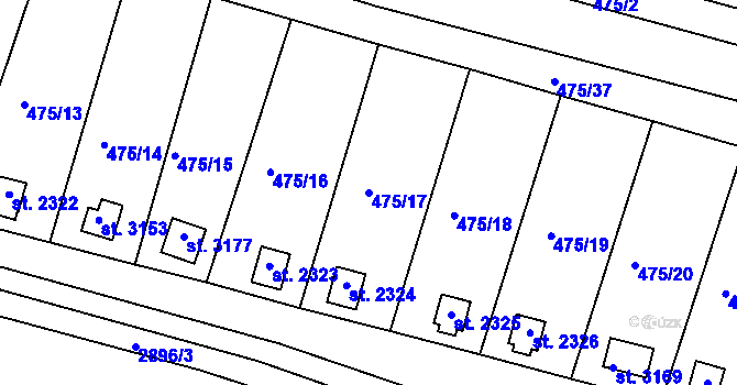 Parcela st. 475/17 v KÚ Bělá pod Bezdězem, Katastrální mapa