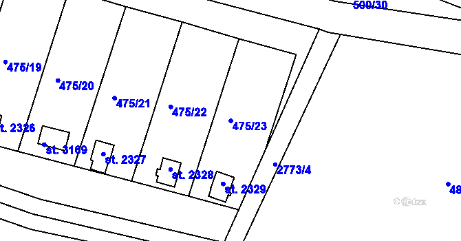Parcela st. 475/23 v KÚ Bělá pod Bezdězem, Katastrální mapa