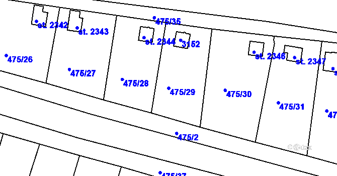 Parcela st. 475/29 v KÚ Bělá pod Bezdězem, Katastrální mapa