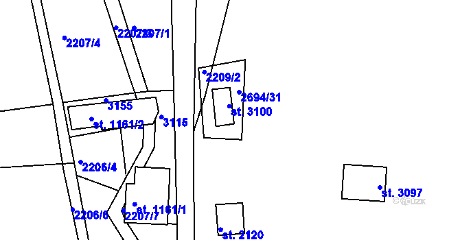 Parcela st. 2694/32 v KÚ Bělá pod Bezdězem, Katastrální mapa