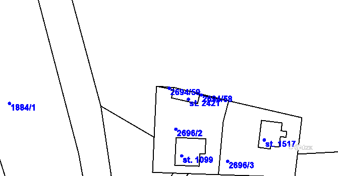 Parcela st. 2694/59 v KÚ Bělá pod Bezdězem, Katastrální mapa