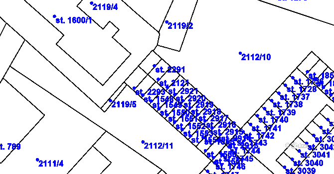 Parcela st. 2921 v KÚ Bělá pod Bezdězem, Katastrální mapa