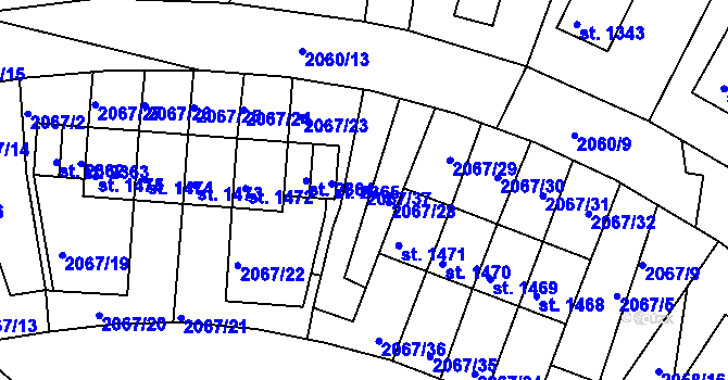 Parcela st. 2067/37 v KÚ Bělá pod Bezdězem, Katastrální mapa