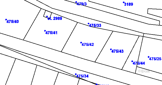 Parcela st. 475/42 v KÚ Bělá pod Bezdězem, Katastrální mapa