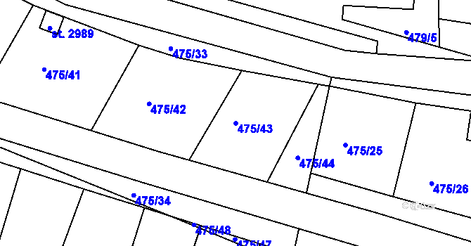 Parcela st. 475/43 v KÚ Bělá pod Bezdězem, Katastrální mapa
