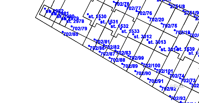Parcela st. 702/87 v KÚ Bělá pod Bezdězem, Katastrální mapa