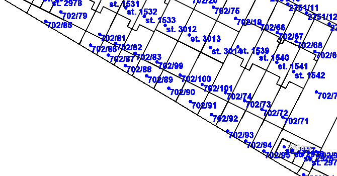 Parcela st. 702/90 v KÚ Bělá pod Bezdězem, Katastrální mapa
