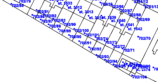 Parcela st. 702/91 v KÚ Bělá pod Bezdězem, Katastrální mapa