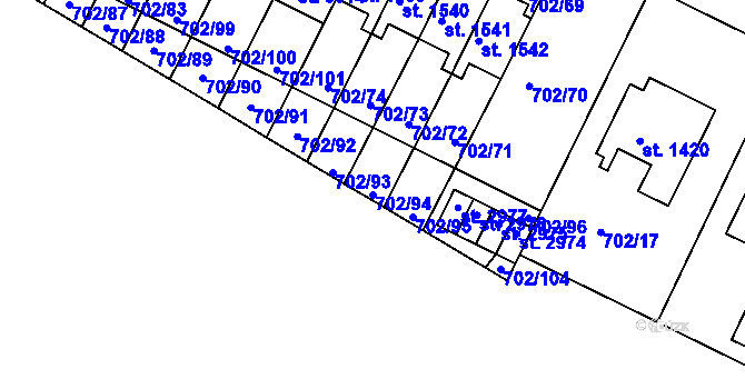 Parcela st. 702/94 v KÚ Bělá pod Bezdězem, Katastrální mapa