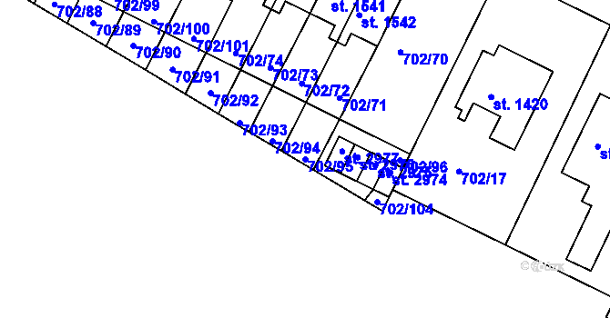 Parcela st. 702/95 v KÚ Bělá pod Bezdězem, Katastrální mapa