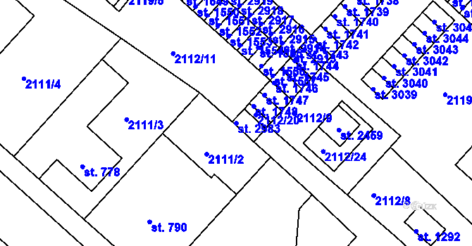 Parcela st. 2983 v KÚ Bělá pod Bezdězem, Katastrální mapa